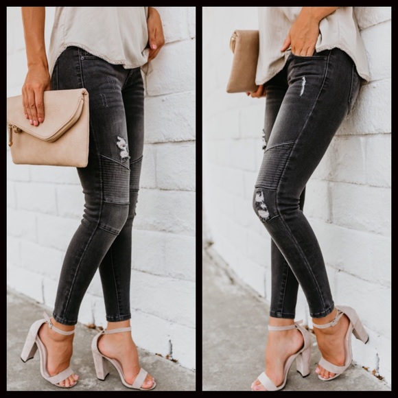 CLEARANCE-FIRM‼️5🌟Black Wash Moto Skinnies - Picture 4 of 8